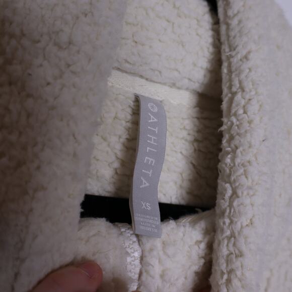 ATHLETA Tugga Sherpa Jacket Natural High Neck Full Zip Ribbed Cuffs Women's XS - Picture 14 of 15